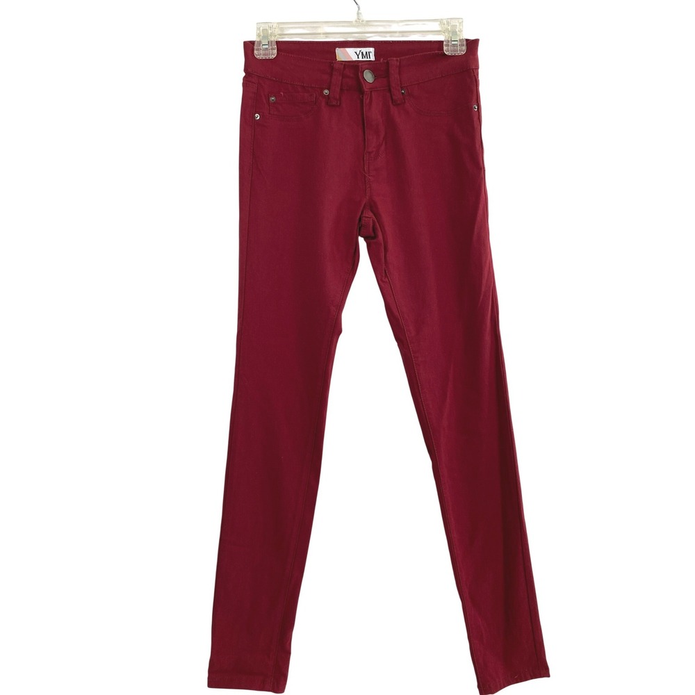 YMI Jeans Womens Small 24" W 29" L‎ Burgundy Skinny Pants Stretch Wine Red Comfy